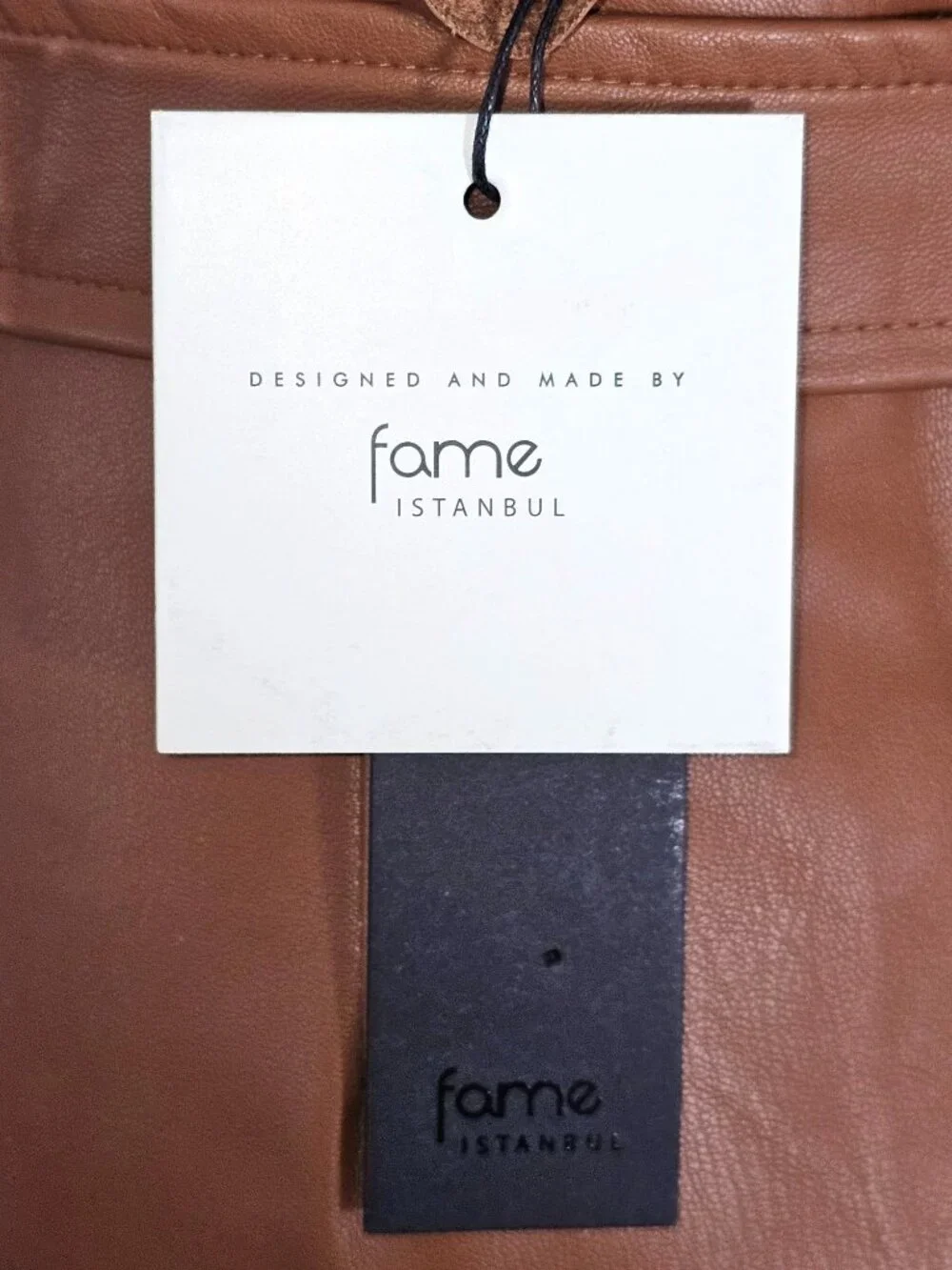 NWT Fame/Ekim 31 Women's Brown Faux Leather Ruffle Skirt with Belt Size M 1837 - Picture 8 of 11